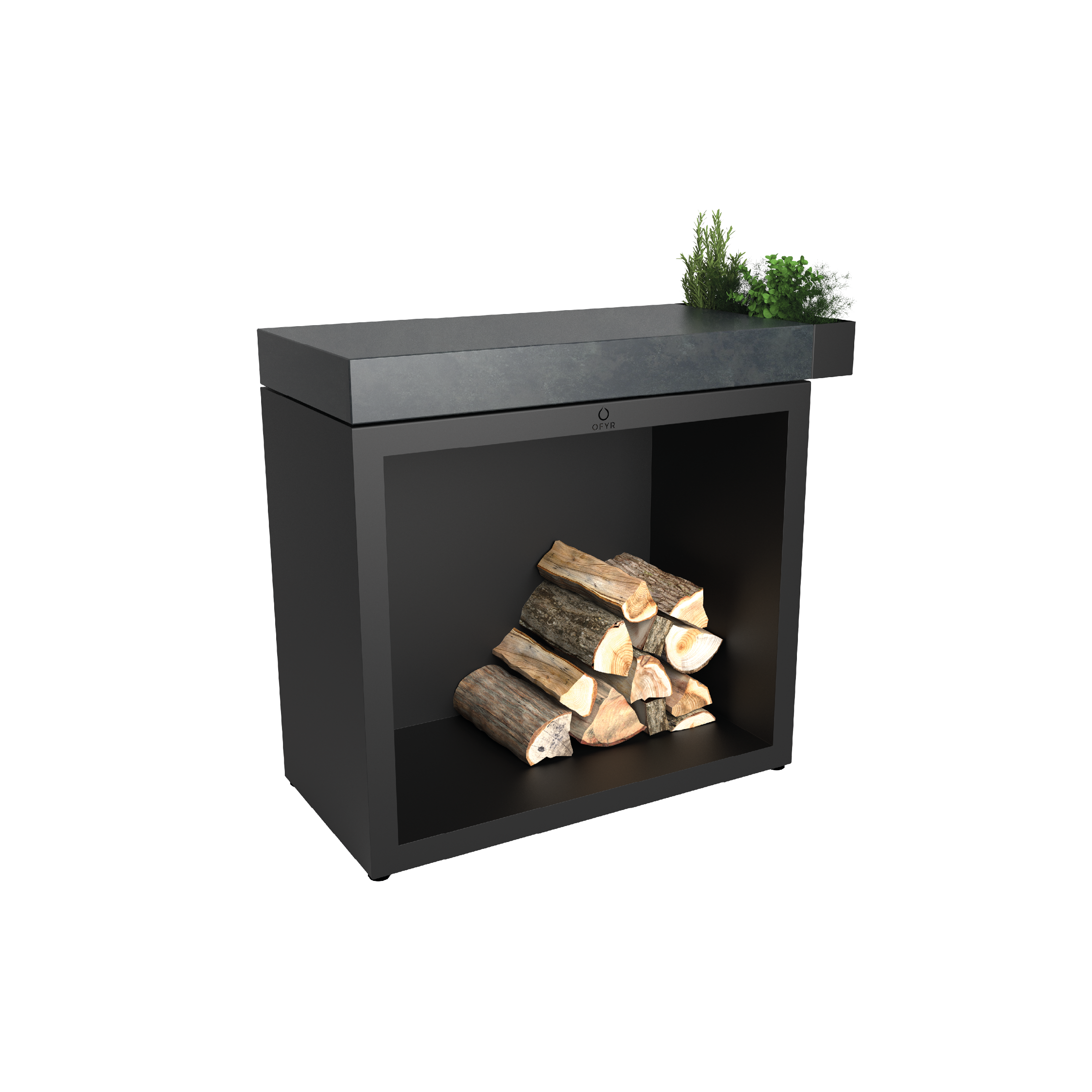 OFYR Butcher Block Storage 90 Black Ceramic Dark Grey