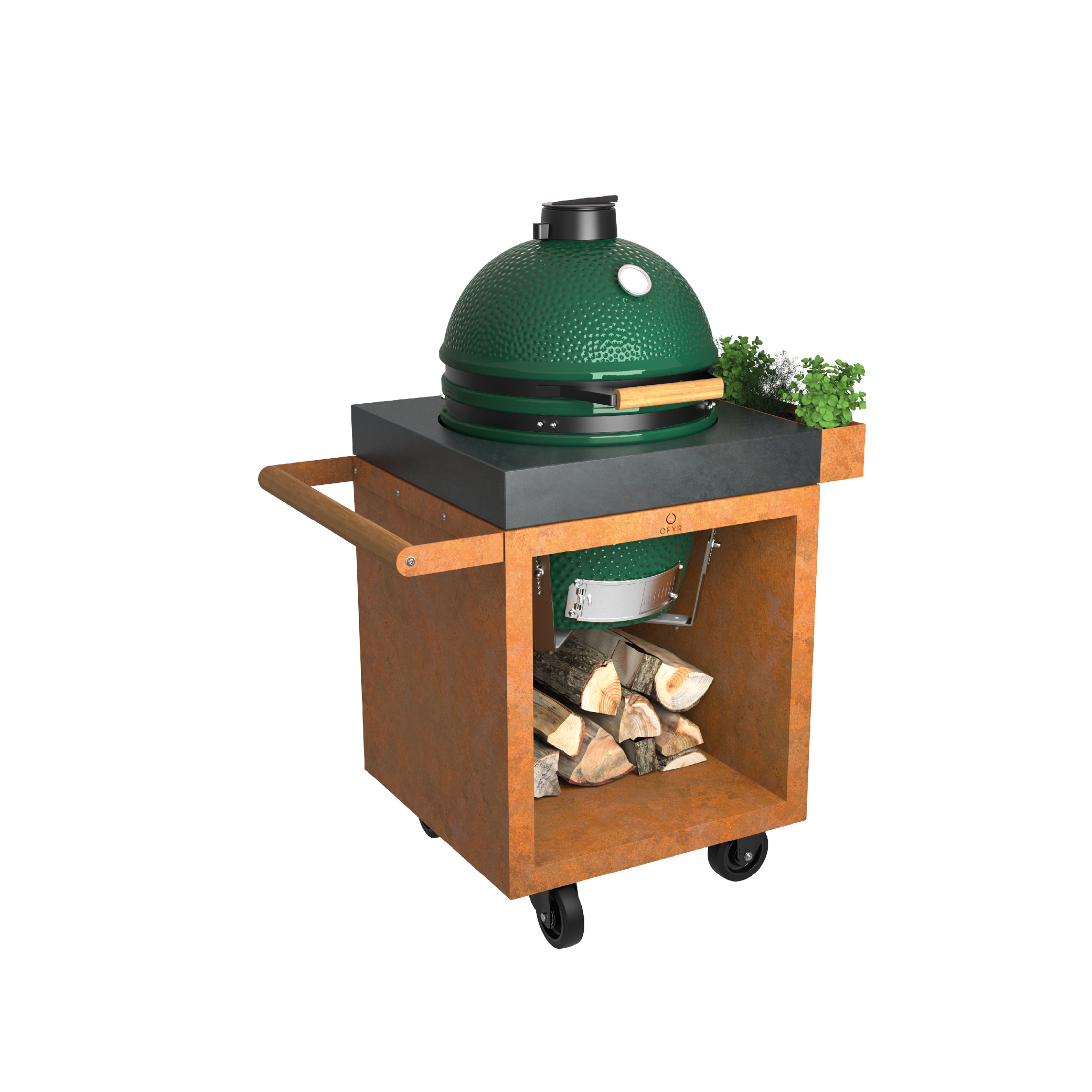 OFYR Kamado Table Corten 65 PRO Concrete BGE